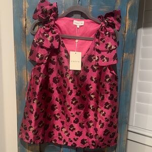 Entro Fuchsia Leopard Print Blouse